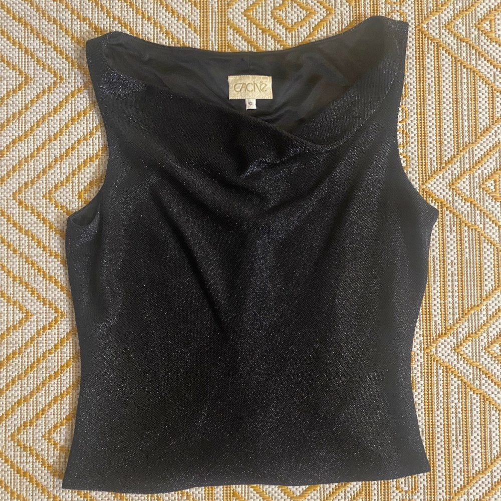 90s Vintage Cache Black Sparkle Top